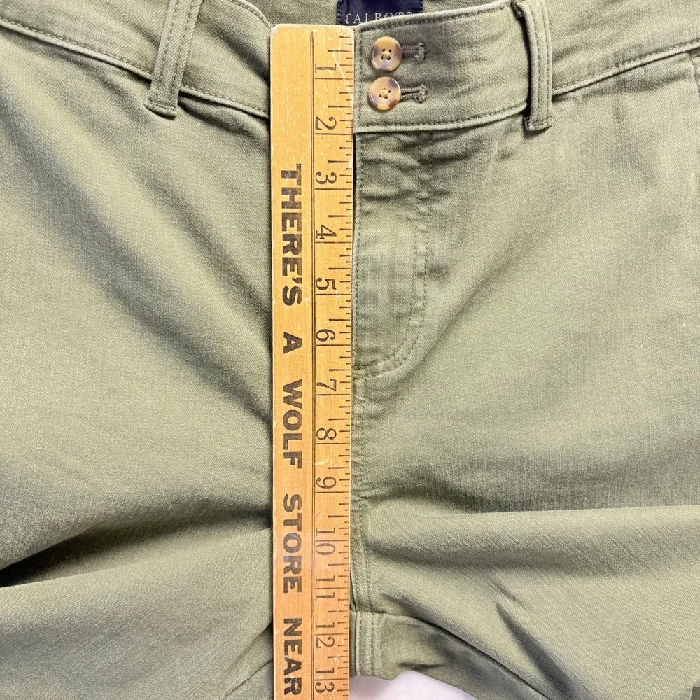 Talbots Pants Women Size 10 Olive Green Straight Ankle Crop Cotton Lyocell Blend - Picture 4 of 11